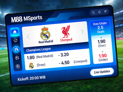 Tampilan pasar taruhan sepak bola di M88 MSports untuk pertandingan Liga Champions